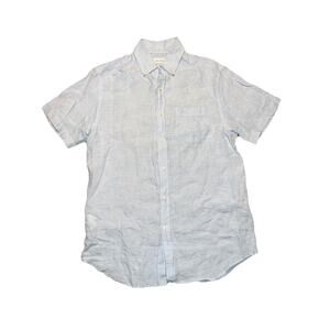 Porter And Ash 100% Linen Men’s Small Short Sleeve Blue Casual Button Shirt